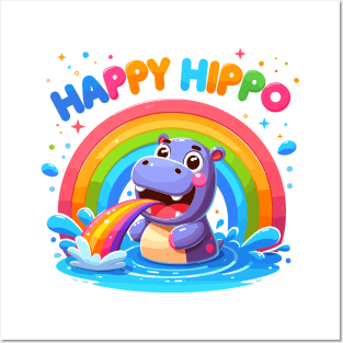 Happy Hippo: Rainbow Bliss Posters and Art